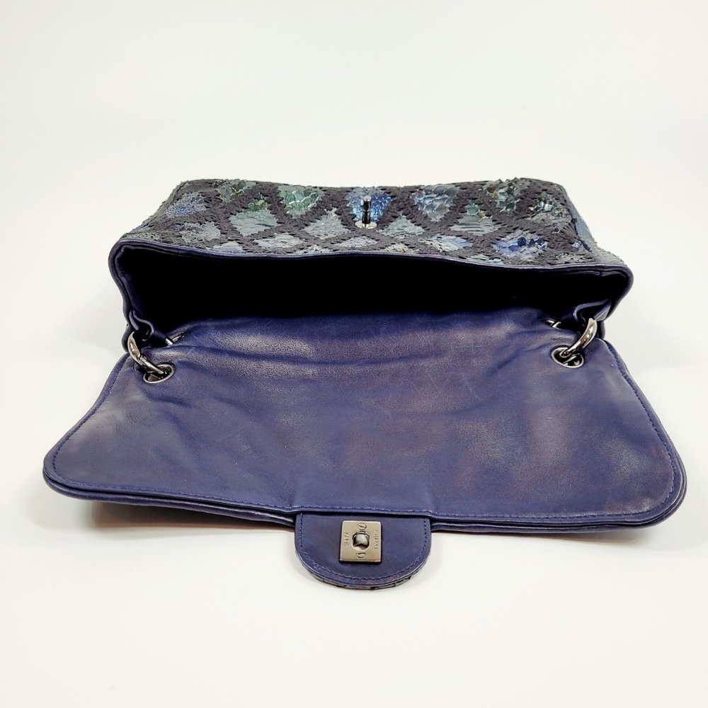 Chanel Python Flap Bag Crochet Stitch Navy Blue - Picture 10 of 14